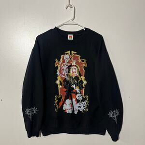 OMOCAT Gothic Skeleton Sorceress Crewneck Dark Anime Aesthetic Sweatshirt Size M